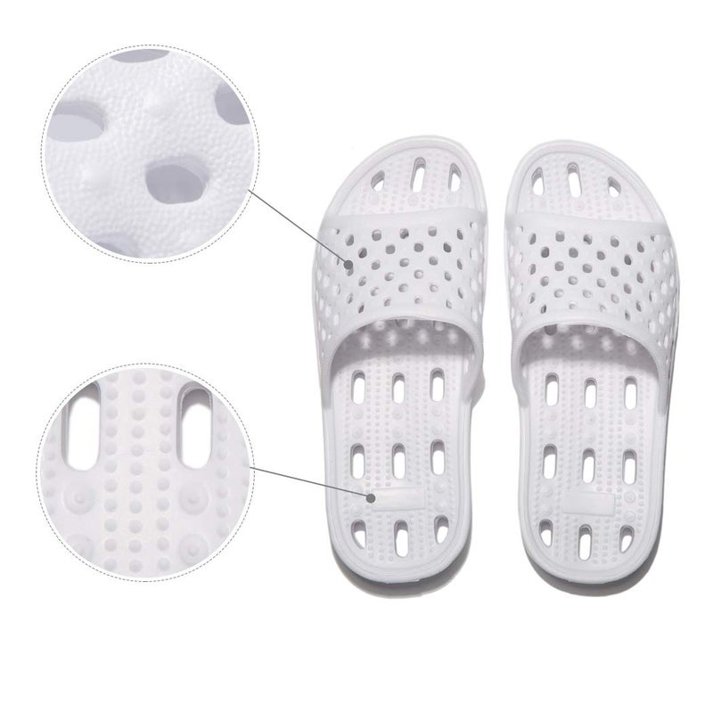 WOTTE Shower Sandals Women Quick Drying Bath Slippers Non Slip Dorm Shoes Size 8 White - Image 3